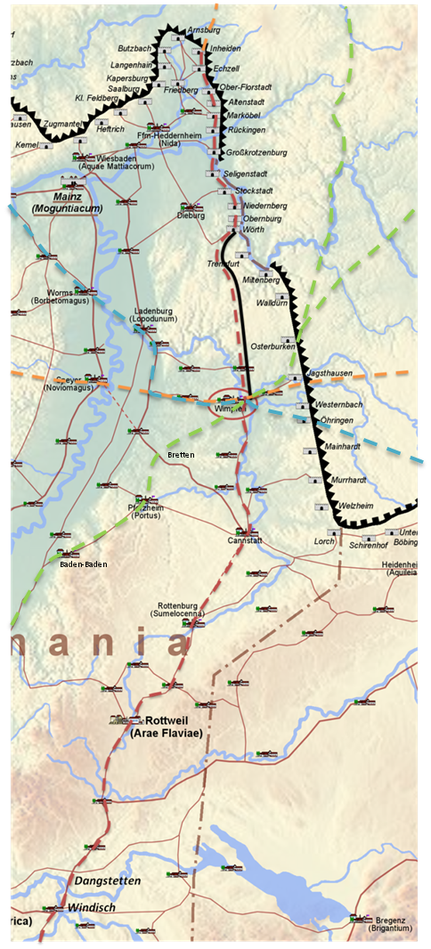 Prhistorische Vlkerstrae und vorrmische bzw. rmische Handelsrouten ber Bad Wimpfen.