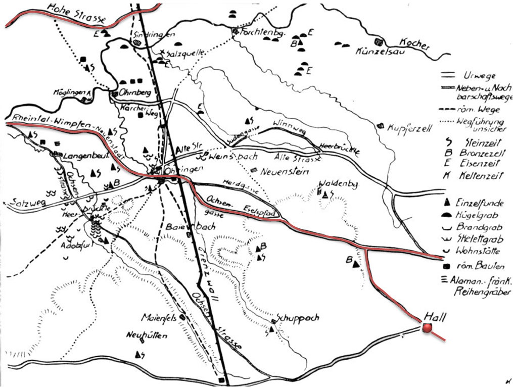 Abzweig von der Vlkerstrae ber Bad Wimpfen und hringen nach Schwbisch Hall.